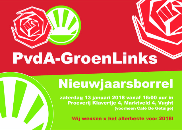 Uitnodiging Nieuwjaarsborrel PvdA-GroenLinks 2018