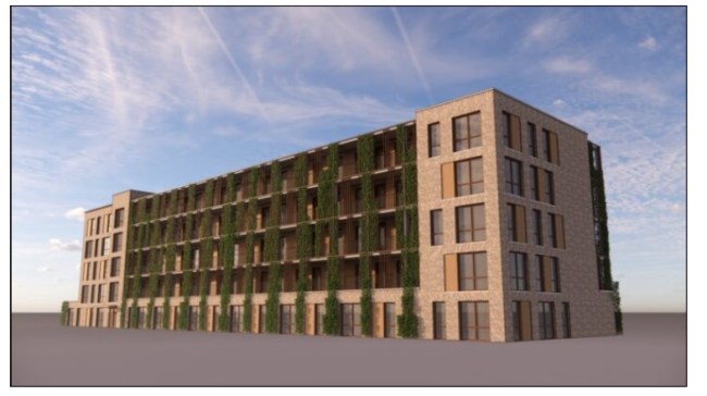 3D-impressie van het nieuwe woongebouw